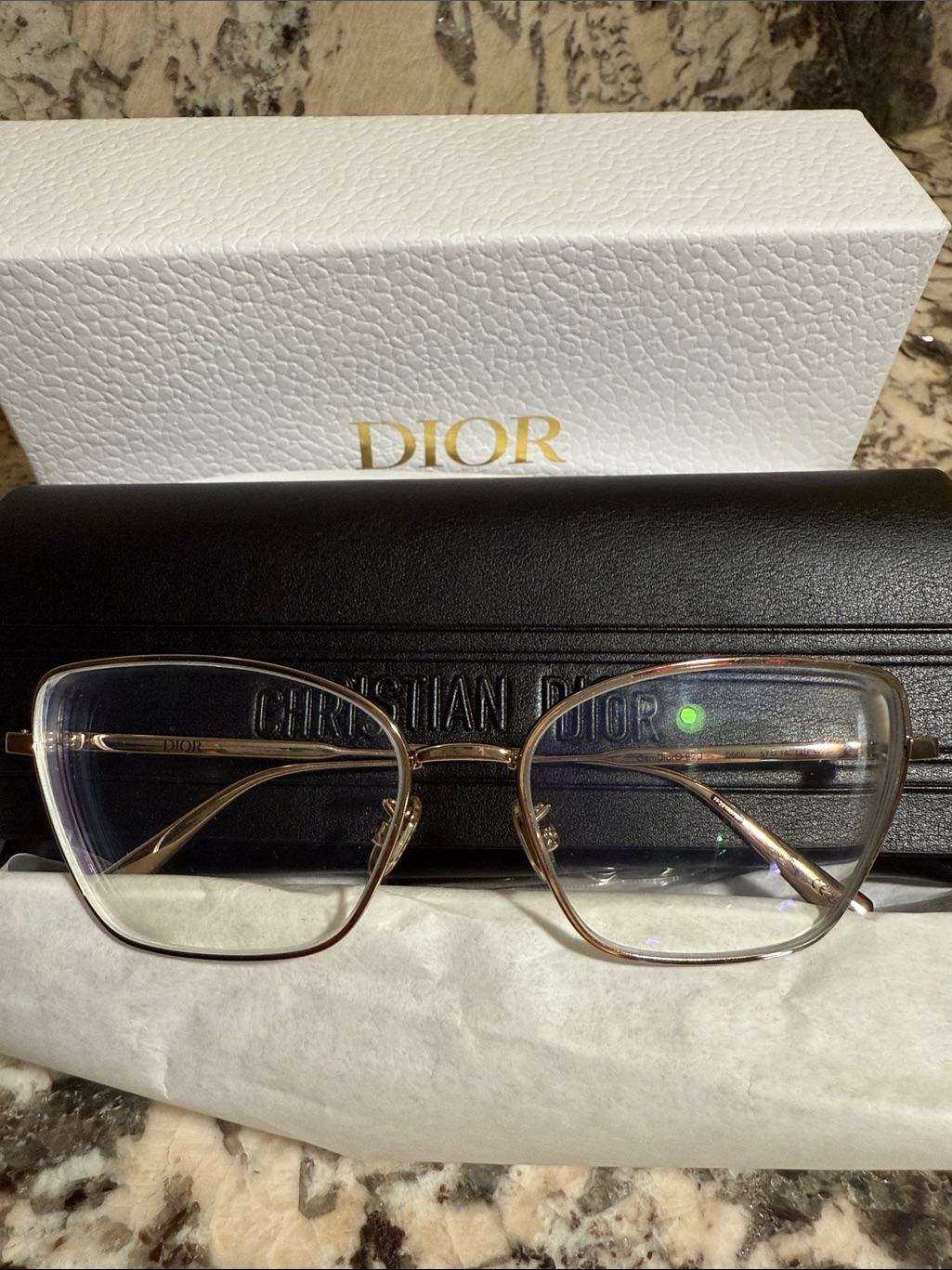 Dior Gold And Clear Metal Women's Eyewear Frames